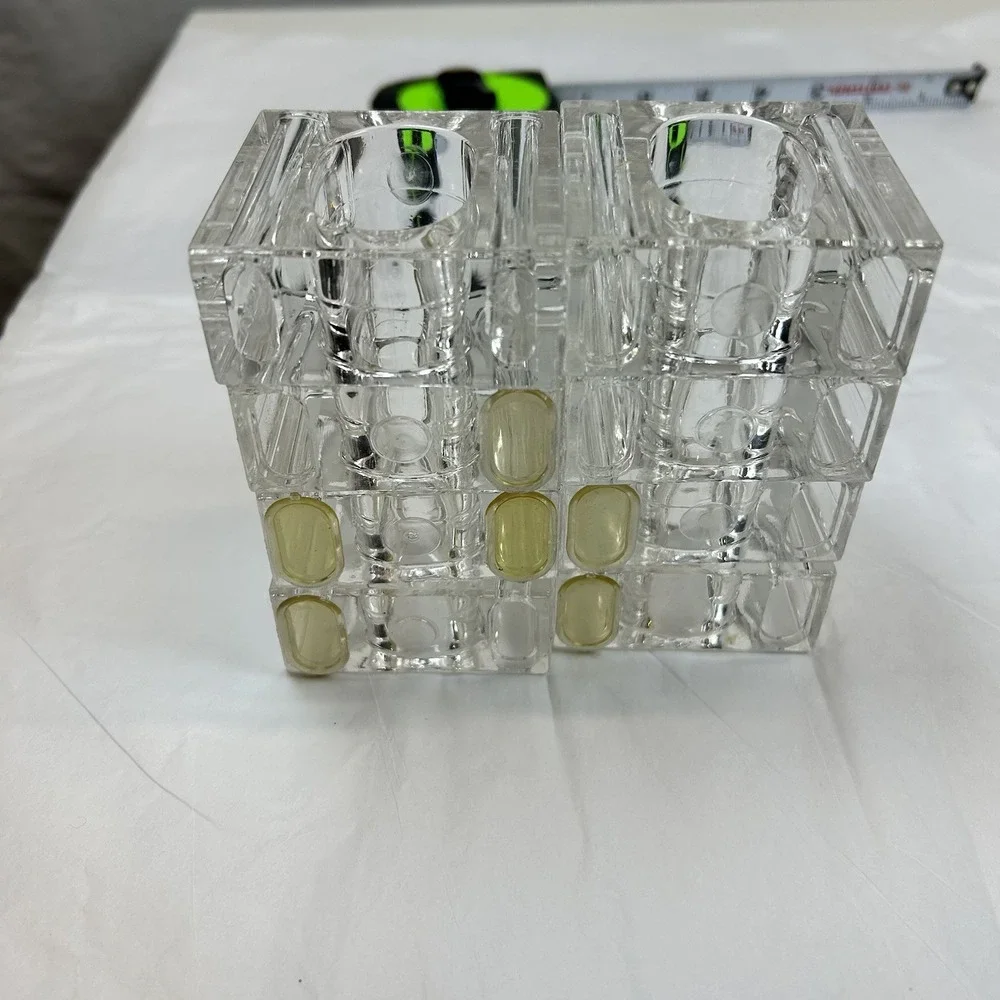 Vintage Crest Taiwan Mid-century Modern Lucite Acrylic Square Napkin Rings - 8